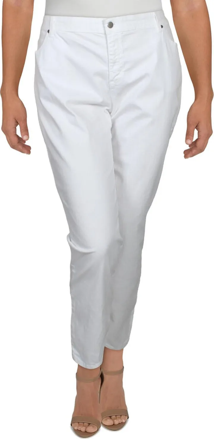 Plus Womens Natural Waist Denim Ankle Jeans