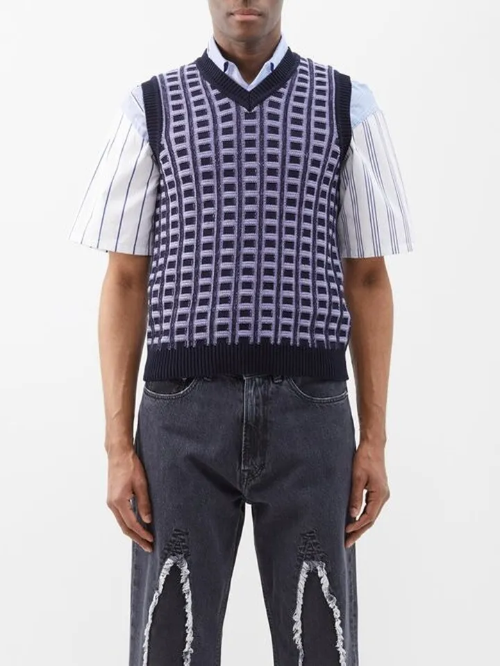 V-neck Cotton Sweater Vest