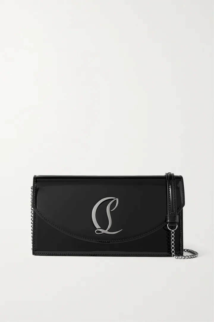 Christian Louboutin - Loubi54 Embellished Patent-leather Shoulder Bag - Black