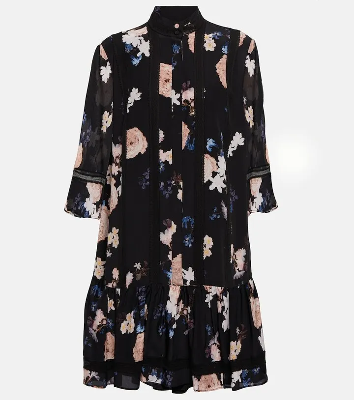 Bertram floral-printed silk minidress