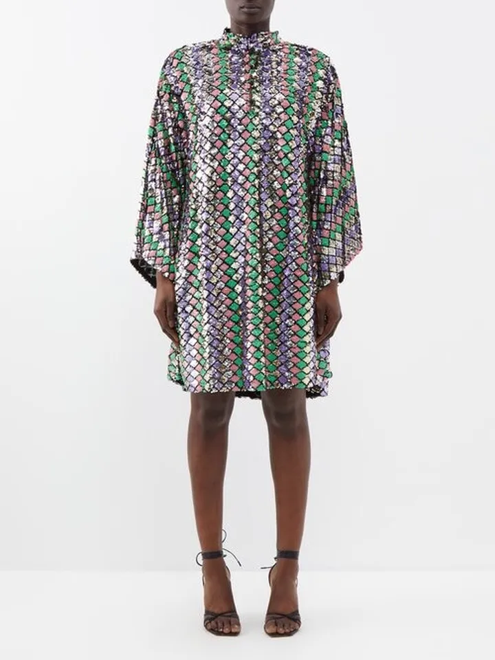 Diamond-sequinned Mini Dress