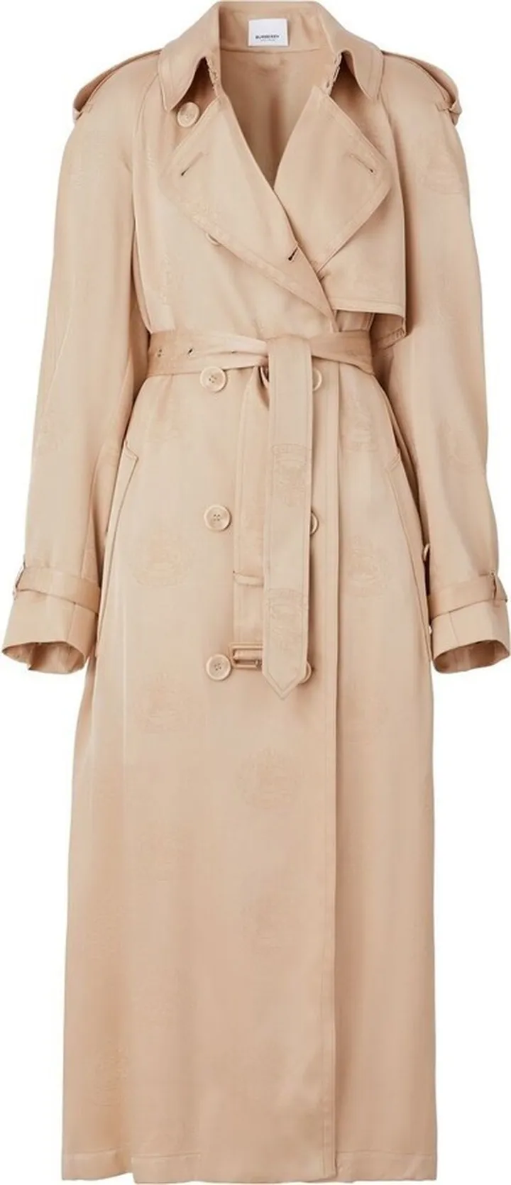 Neutral EKD Silk-Satin Jacquard Trench Coat