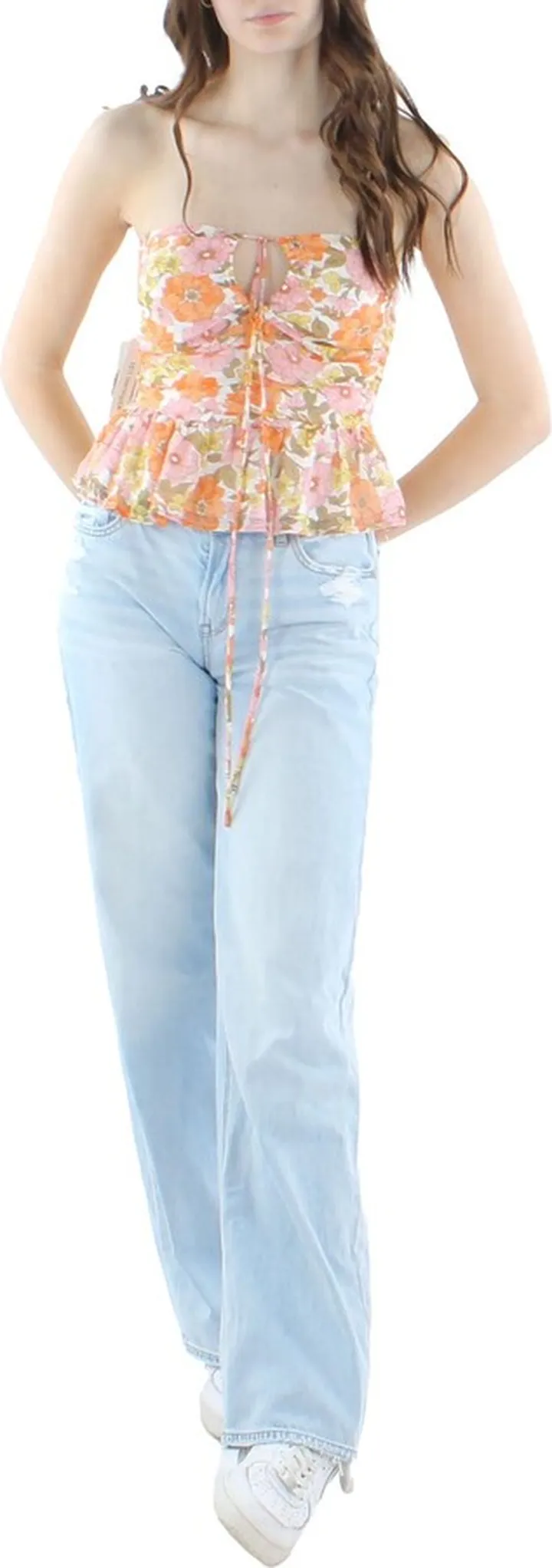 Womens Cropped Cutout Halter Top