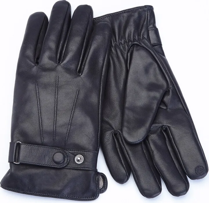 Royce New York Lambskin Men's Touchscreen Cashmere Gloves