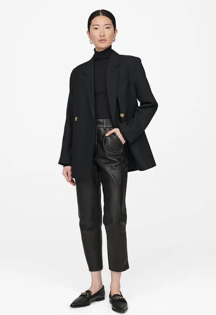 ANINE BING Becky Leather Trouser - Black