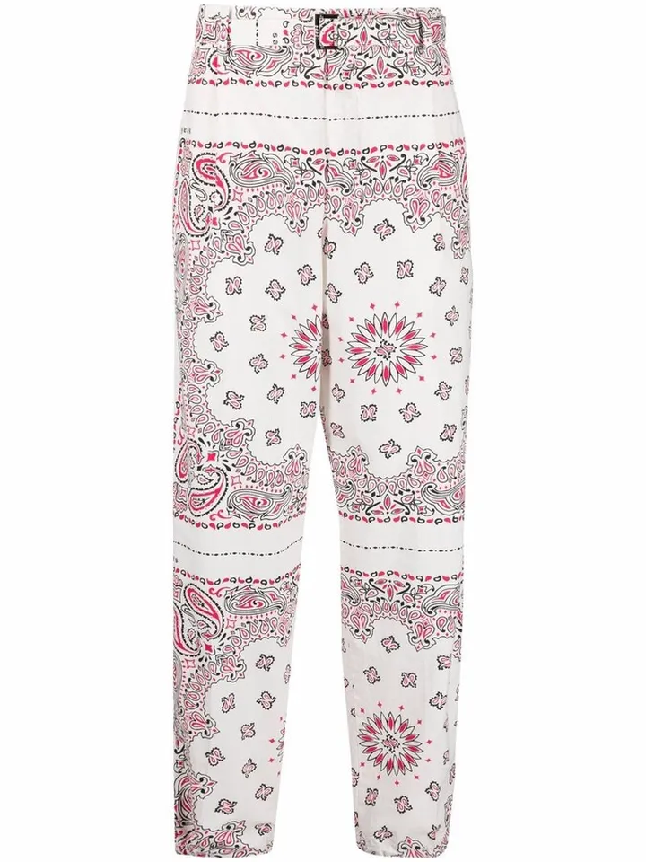 Bandana-Print Straight-Leg Trousers