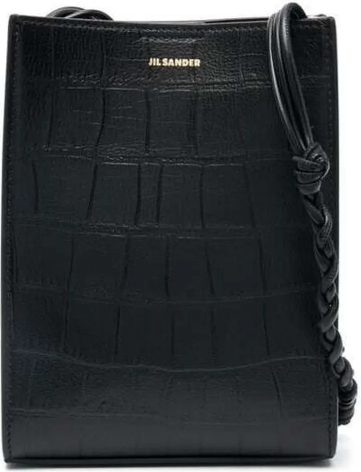 Black Croco Tangle Mini Crossbody Bag In Leather Woman