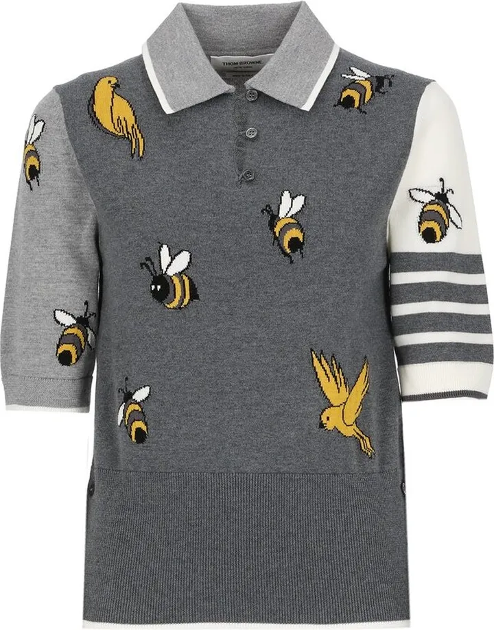 Thom Browne Embroidered Knit Polo Shirt