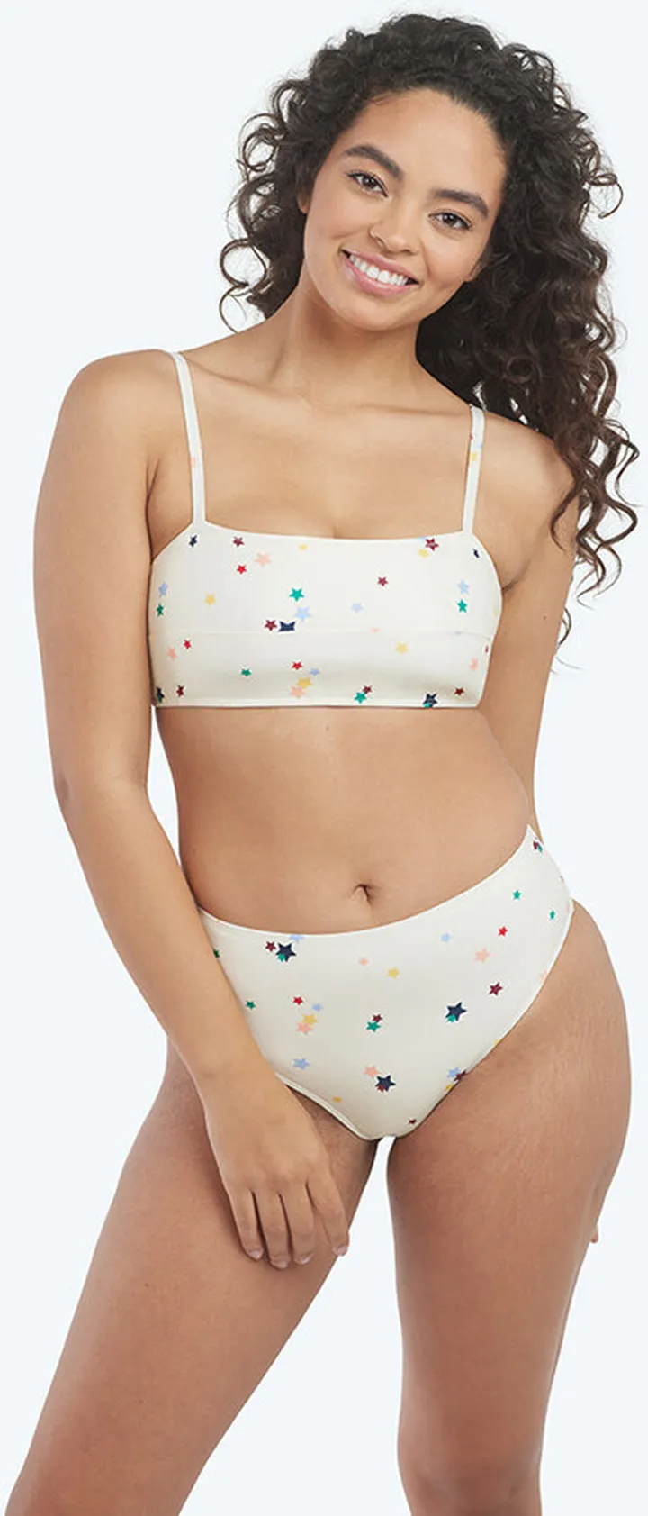 The Oasis Bikini Top - Small Scatter Stars in White Sand