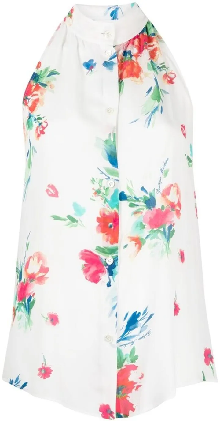 Floral-Print Halterneck Blouse