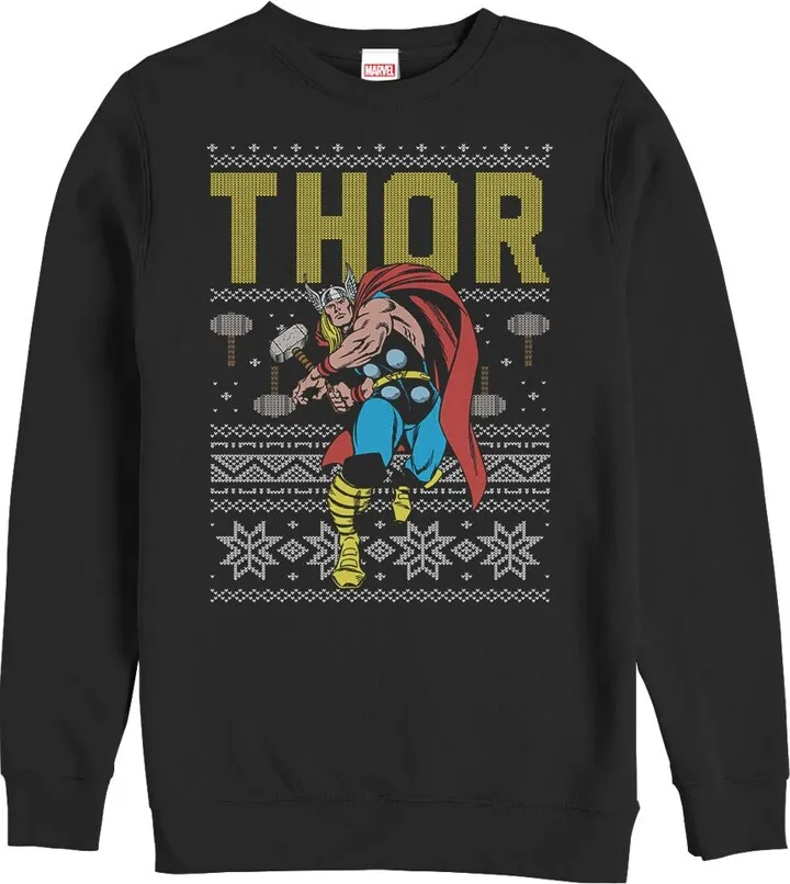 Men's Marvel Ugly Christmas Thor Sweatshirt - Black - X Large