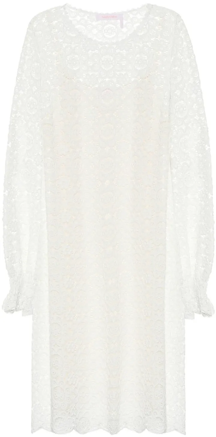 Lace-trimmed cotton-blend minidress