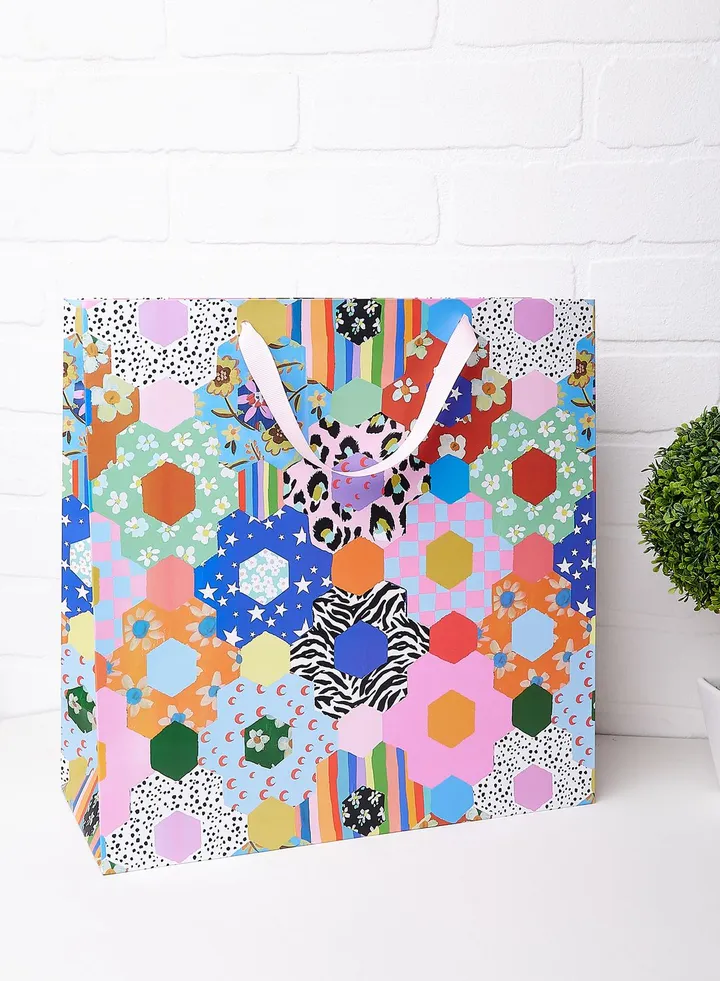 Floral Patchwork Medium Square Gift Bag