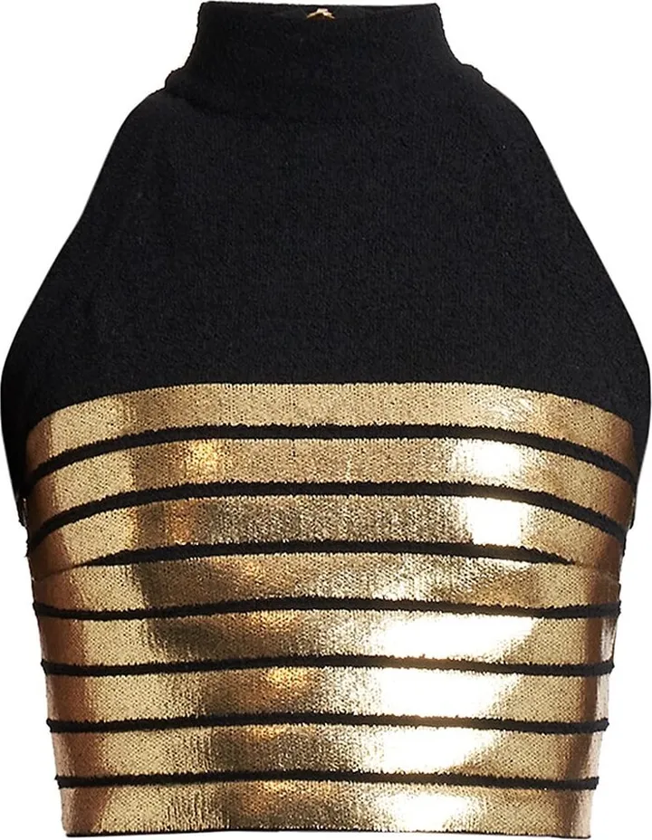 Cropped Striped Knit Top