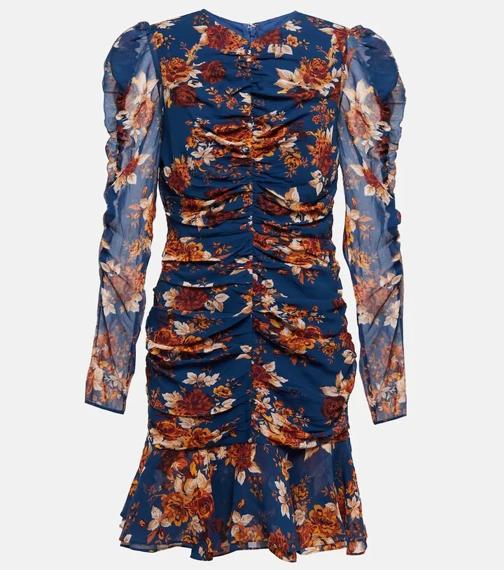 Hedera floral silk crepe minidress