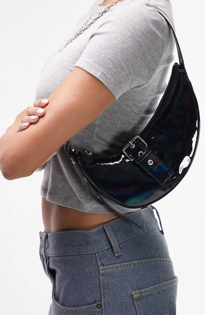 Shelby Buckle Faux Leather Shoulder Bag