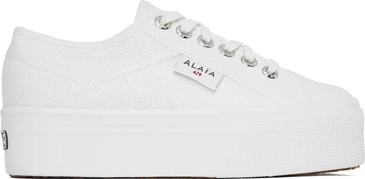 ALAÏA White Superga Edition Platform Sneakers