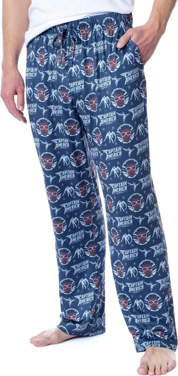 Marvel Mens' The Falcon Captain America Tossed Print Pajama Pants (XX-Large) Blue