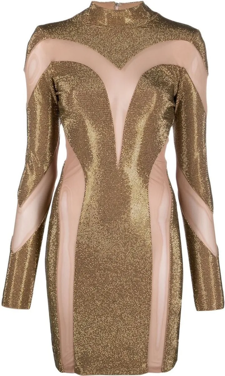Crystal-Embellished Panelled Dress