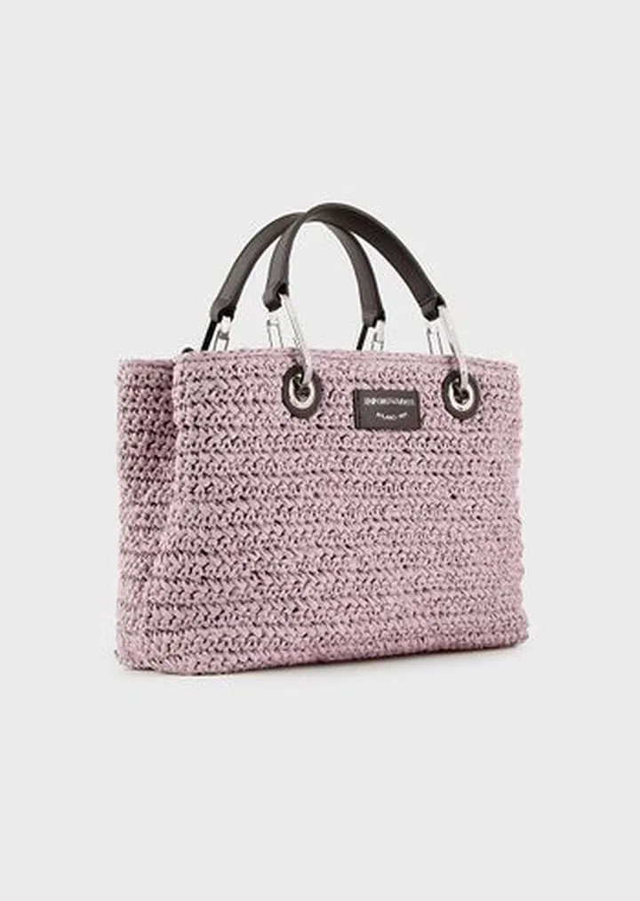 Small MyEA shopper bag in matelassé straw