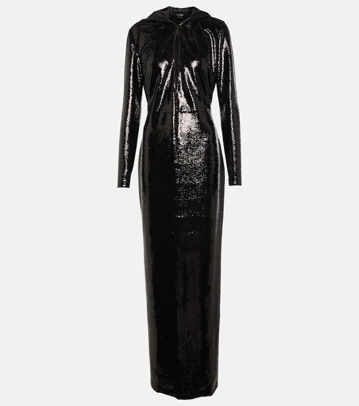 Sequin-embellished hooded gown