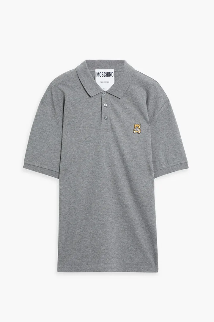 Appliquéd cotton-piqué polo shirt