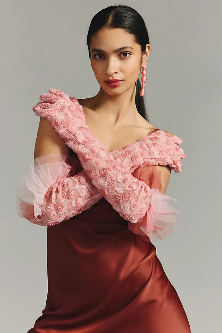 Rosette Opera Gloves Pink