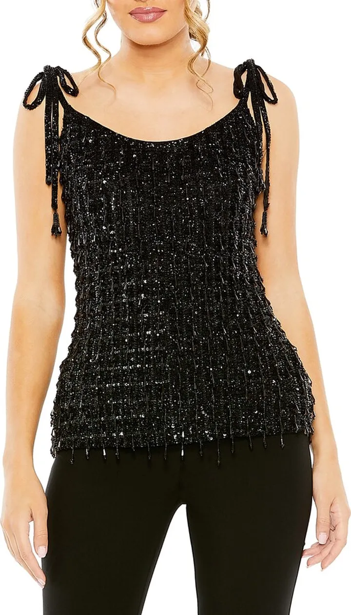 Crystal Embellished Tie Strap Camisole