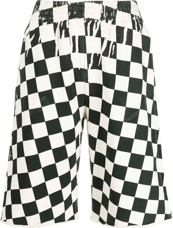 Checkerboard Track-Style Shorts