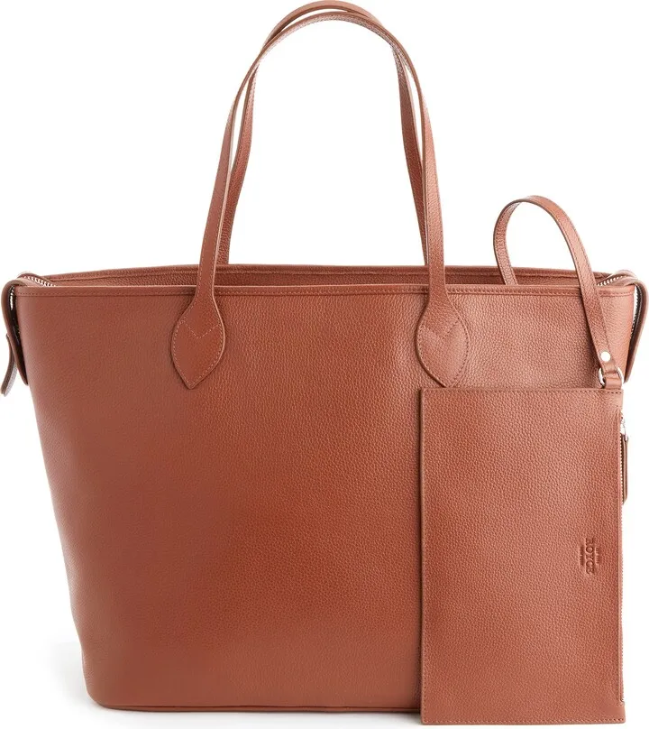 Personalized Leather Tote with Wristlet