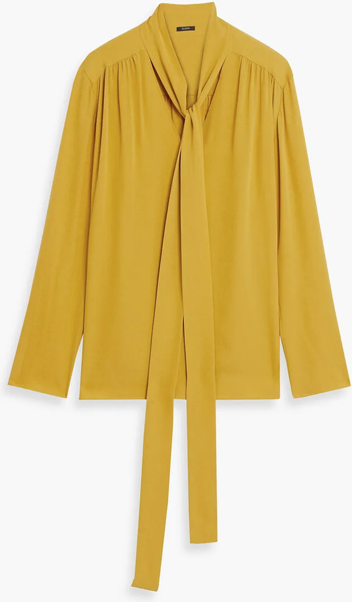 Brea gathered silk-crepe blouse