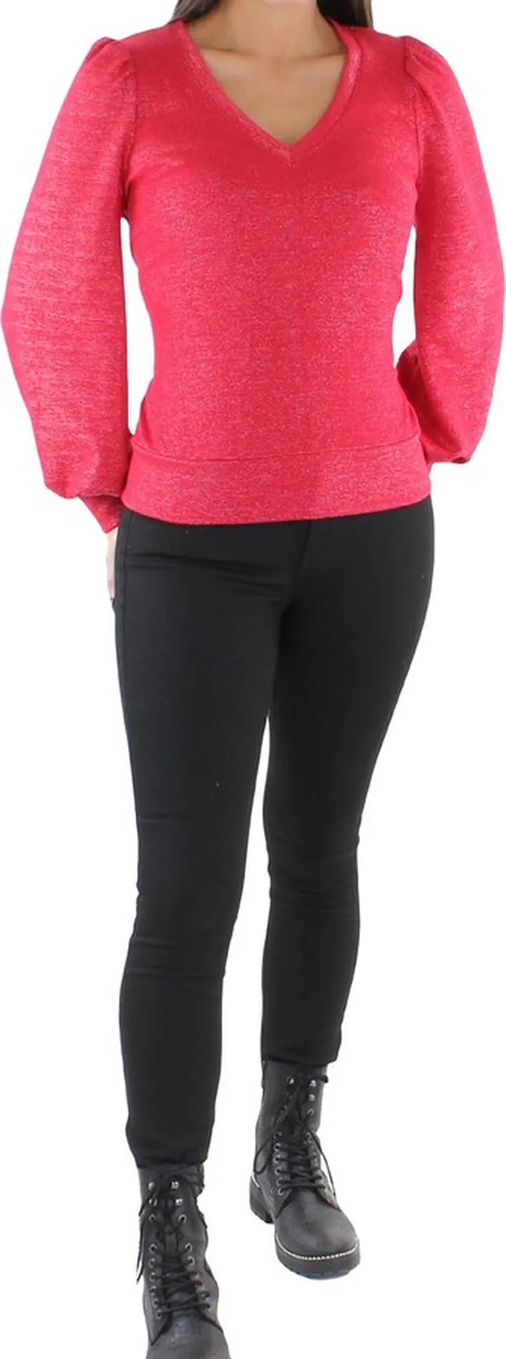Womens Metallic Knit V-Neck Sweater