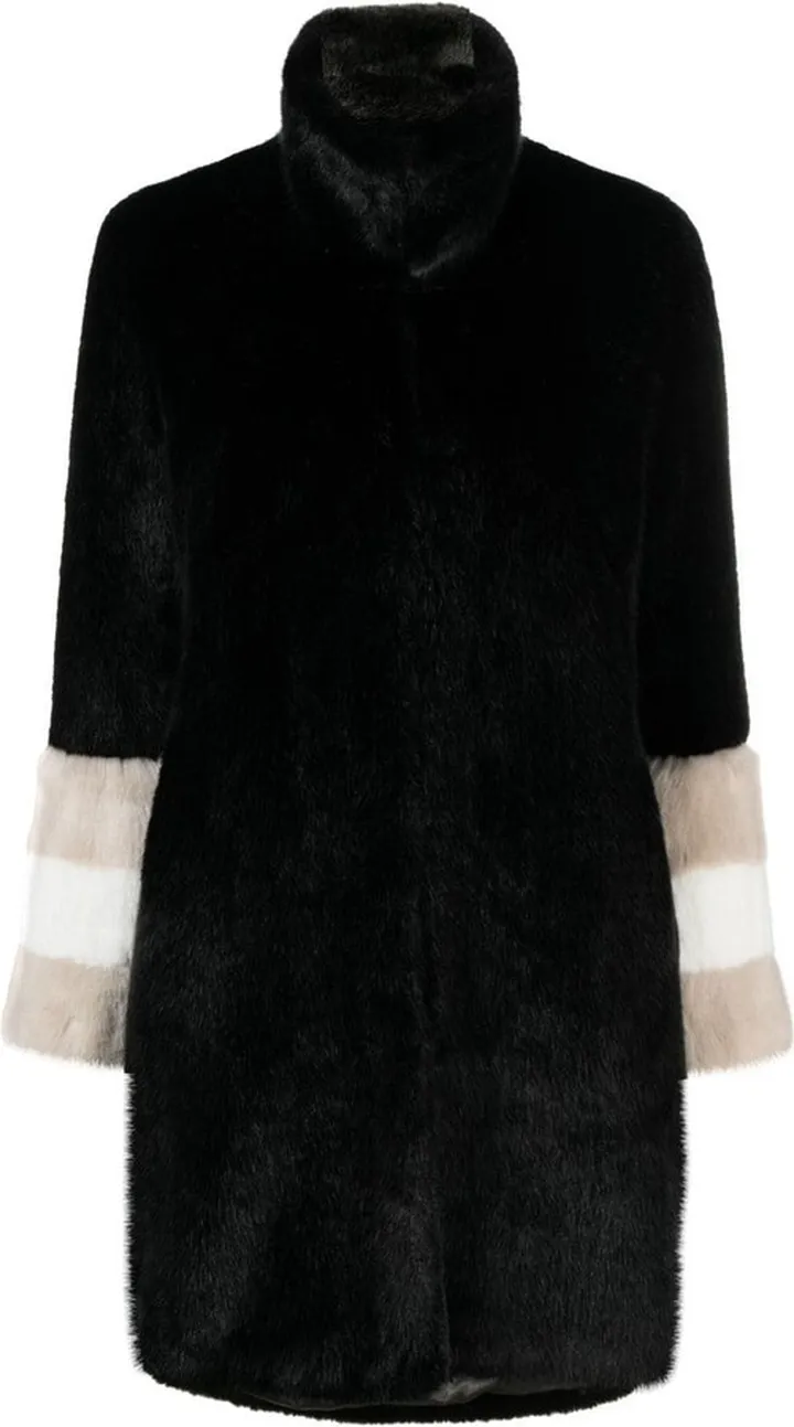 Carene faux-fur striped-cuff coat