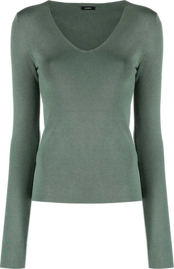 fine-knit V-neck jumper