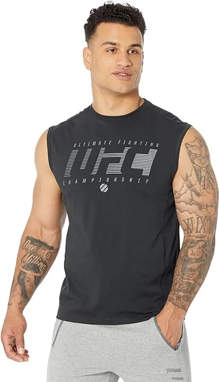 UFC Ultimate Fighting Sleeveless Crew Neck Tee (Black) Men's Clothing