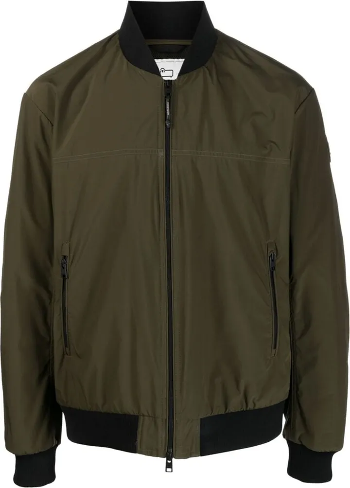 Logo-Patch Zip-Up Bomber Jacket