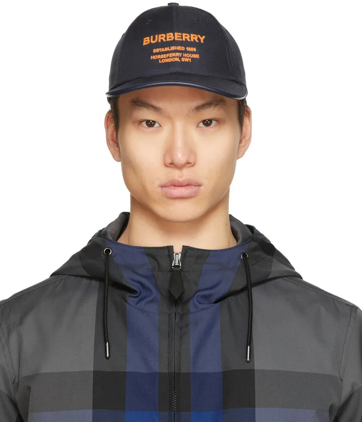 Burberry Navy Horseferry Motif Baseball Cap