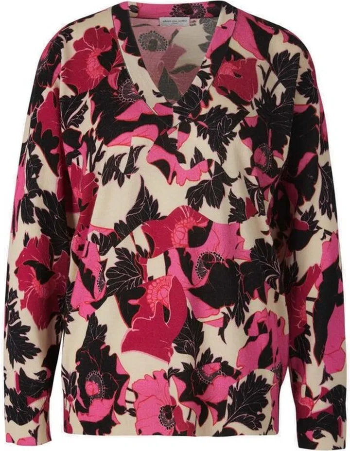 Dries Van Noten Floral Motif V-Neck Jumper