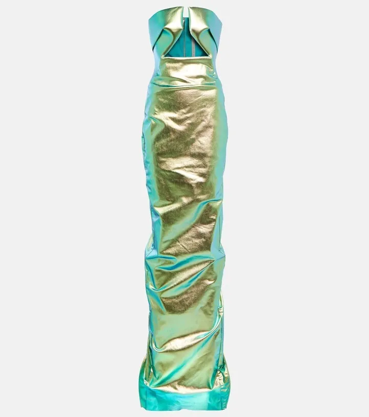 Prong strapless denim gown