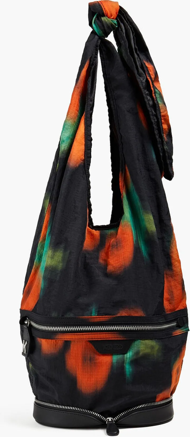 Leather-trimmed printed ripstop shoulder bag