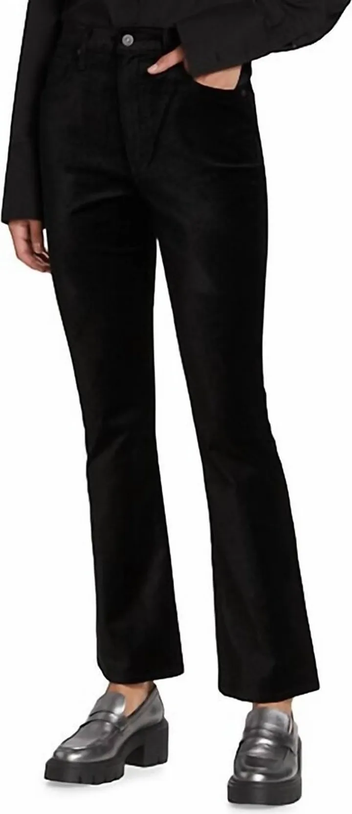 Lilah Velvet Bootcut Denim in Velvet Black