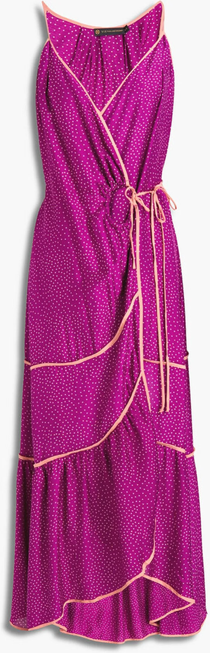 Louise gathered polka-dot mousseline midi wrap dress