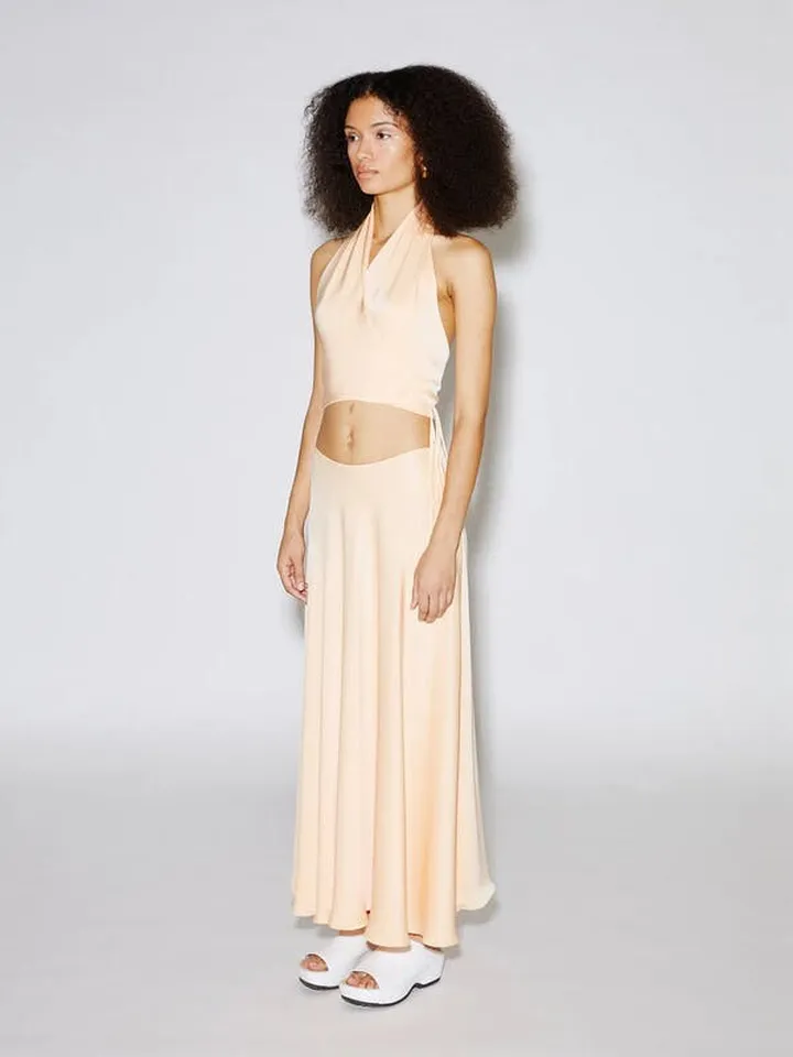 Rosetta Getty Cropped Halter Wrap Top - White