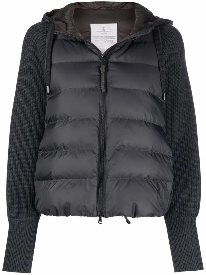 Ribbed-Knit Padded Jacket