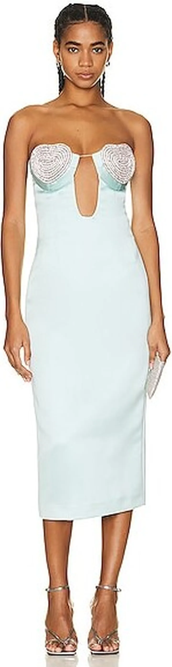 MARIANNA SENCHINA Strapless Midi Dress in Baby Blue