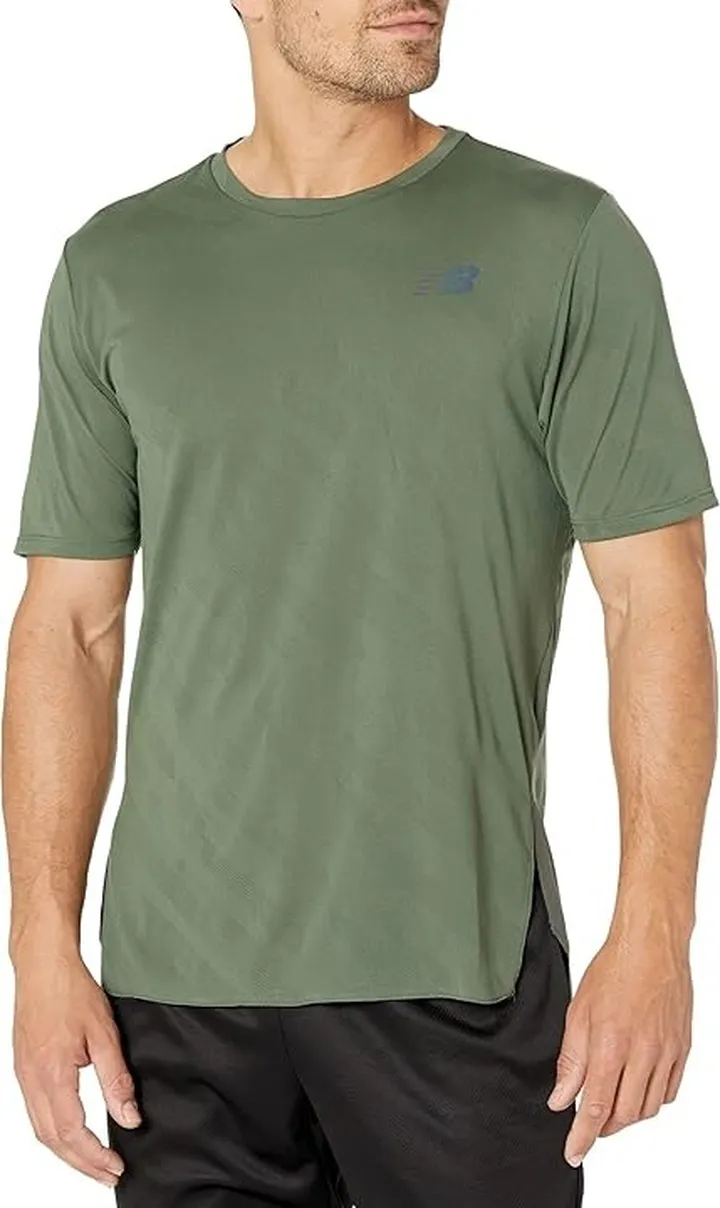 New Balance Q Speed Jacquard Short Sleeve (Deep Olive Green) Men's Clothing