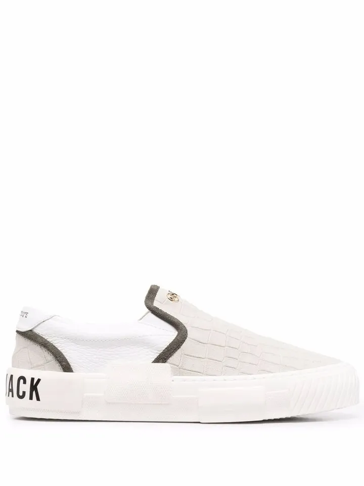 Crocodile-Effect Leather Sneakers