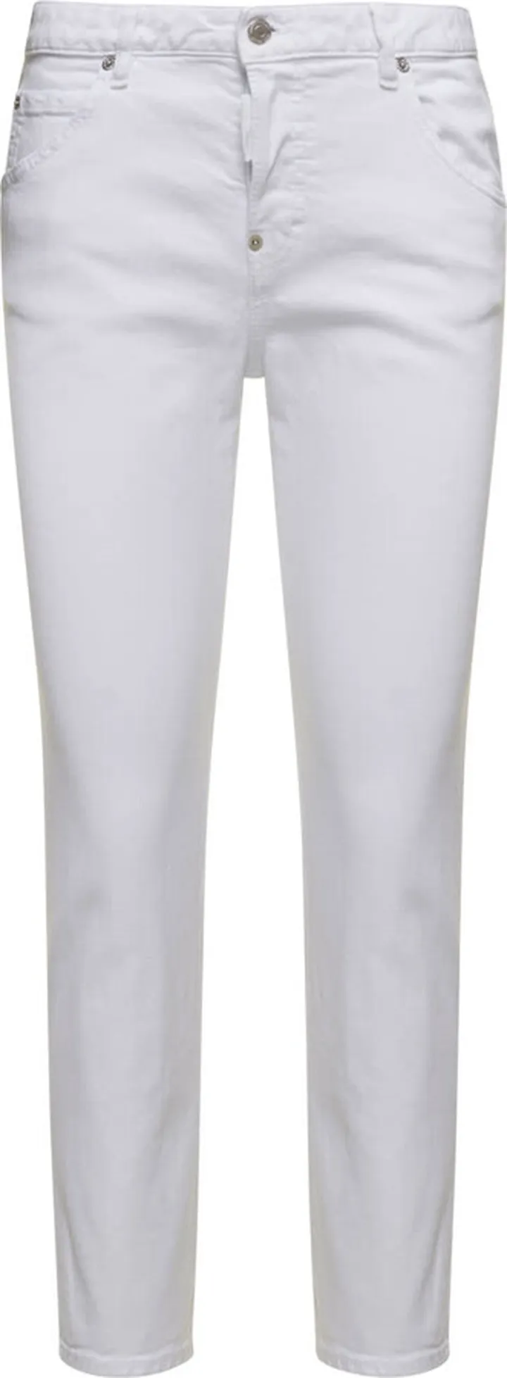 'cool Girl' White Skinny Jeans In Stretch Cotton Denim Woman