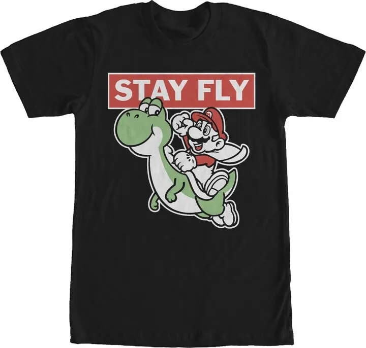 Men's Nintendo Mario Stay Fly T-Shirt - Black - 2X Large