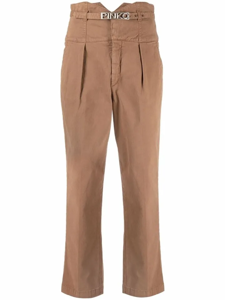 Logo-Plaque High-Waisted Trousers